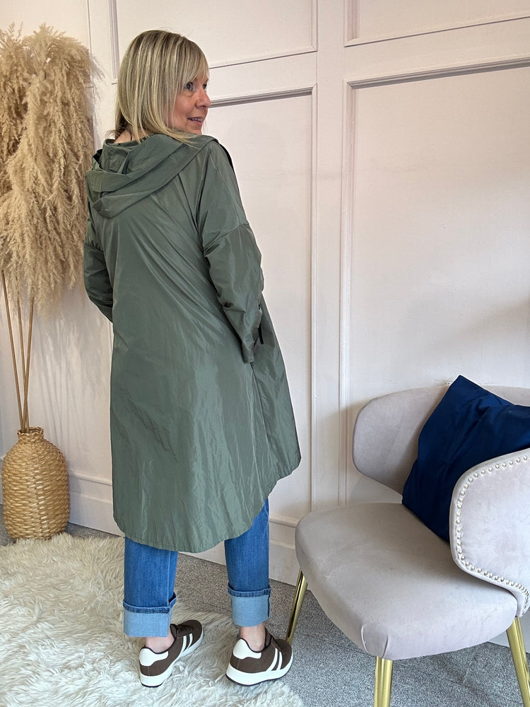 Oversized Hooded Shower Mac - Khaki
