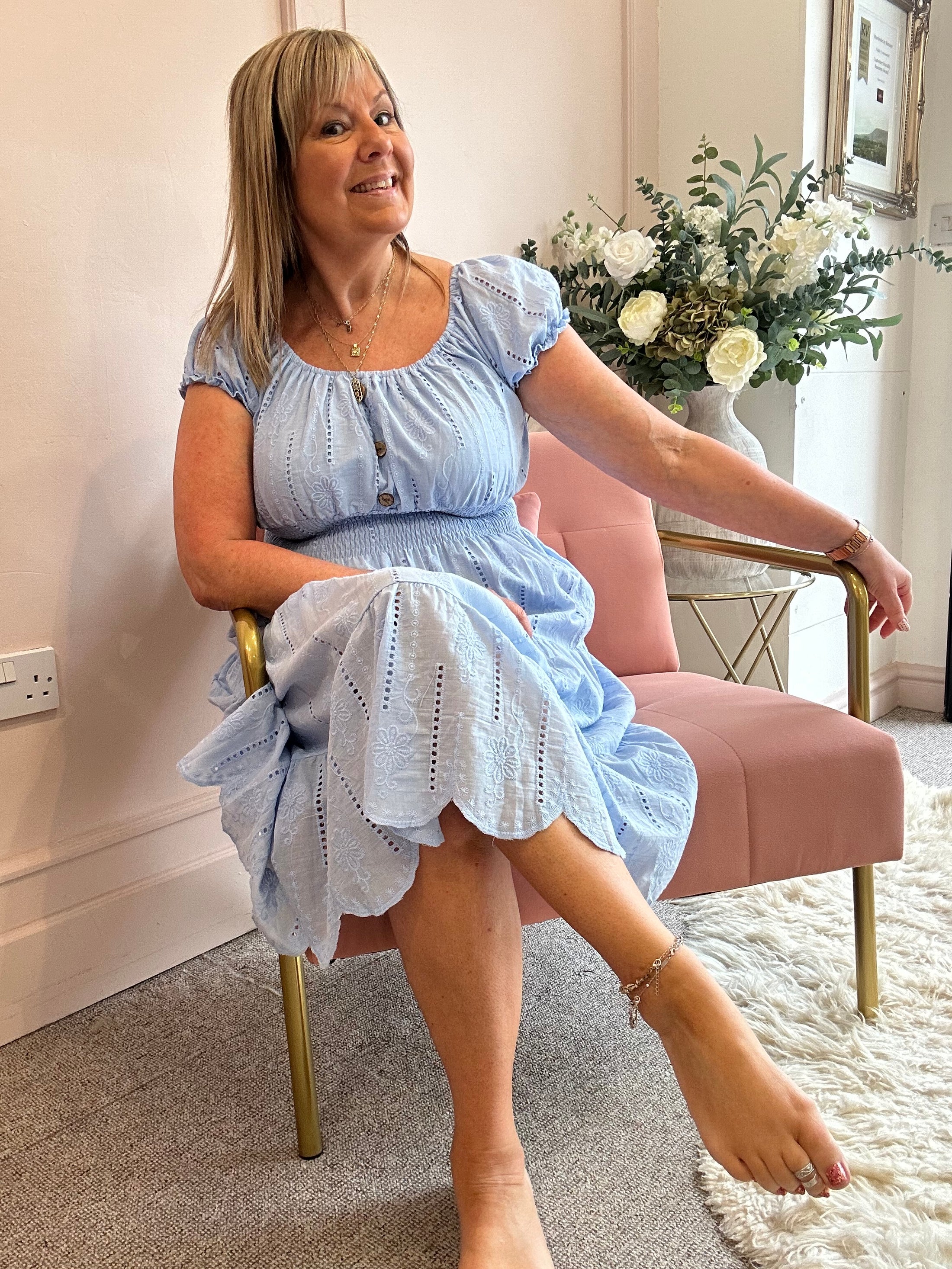 Vibes Of Summer Midi Dress - Soft Blue - Wardrobe By Simone