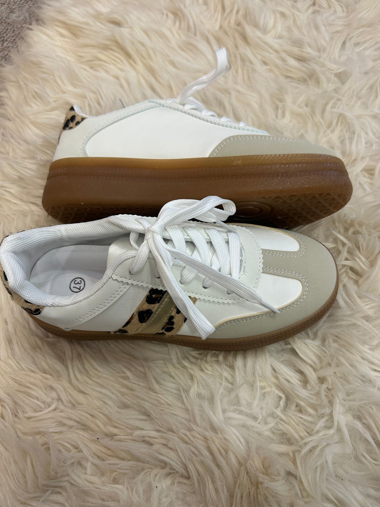 Leopard Detail & Chunky Sole Trainer - White - Wardrobe By Simone