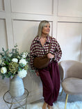 Load image into Gallery viewer, A Checked Zip Jacket - Burgundy/Cream - Wardrobe By Simone

