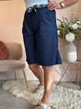 Load image into Gallery viewer, Tie Belted Shorts - Dark Blue - Wardrobe By Simone
