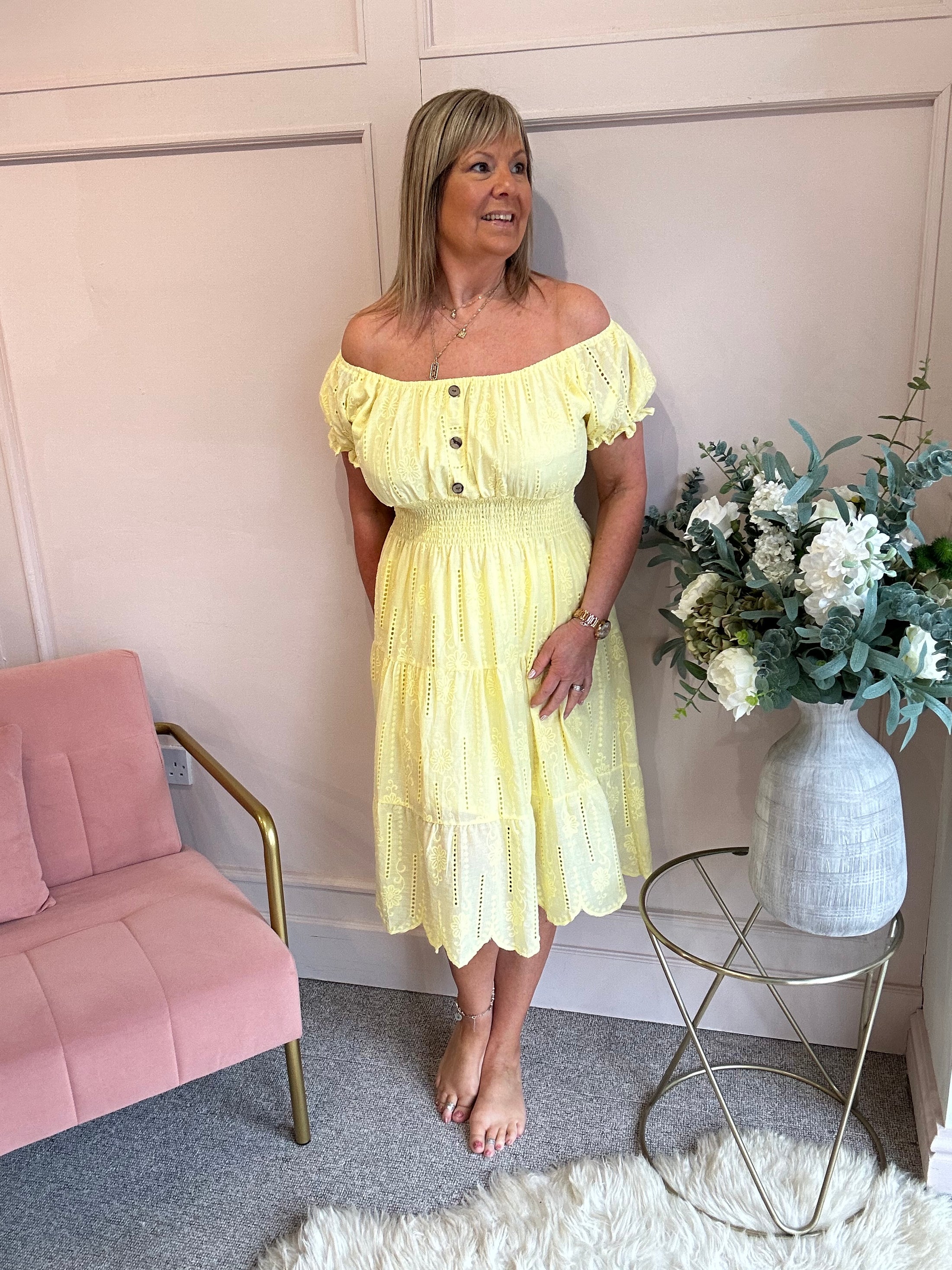 Vibes Of Summer Midi Dress - Soft Yellow - Wardrobe By Simone