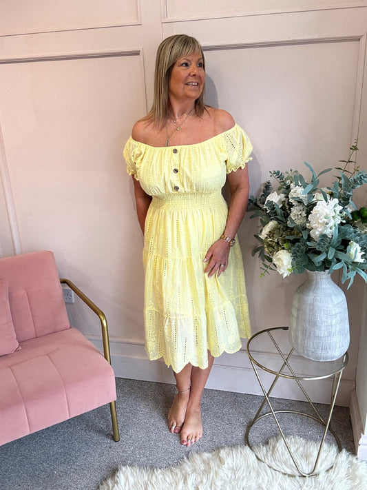 Vibes Of Summer Midi Dress - Soft Yellow - Wardrobe By Simone