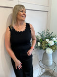 Load image into Gallery viewer, Scalloped Edged Vest Top - Black

