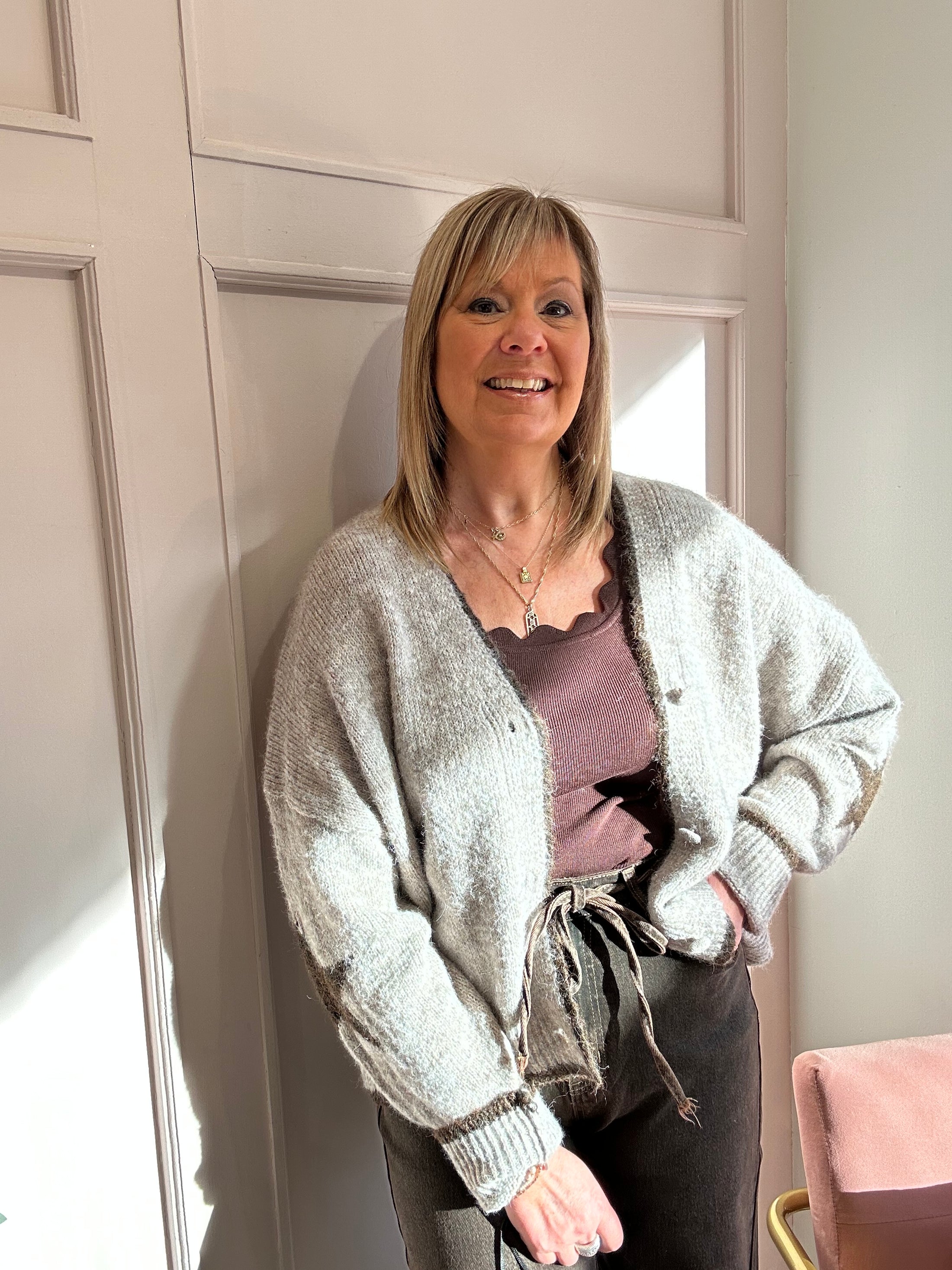 Star Cardigan - Taupe/Brown