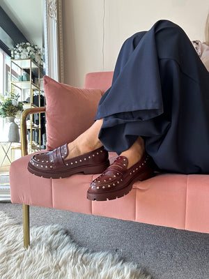 Chunky Studded Loafer - Burgundy