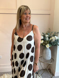 Load image into Gallery viewer, Spotty Dotty Pleated Maxi Sundress- Cream/Brown
