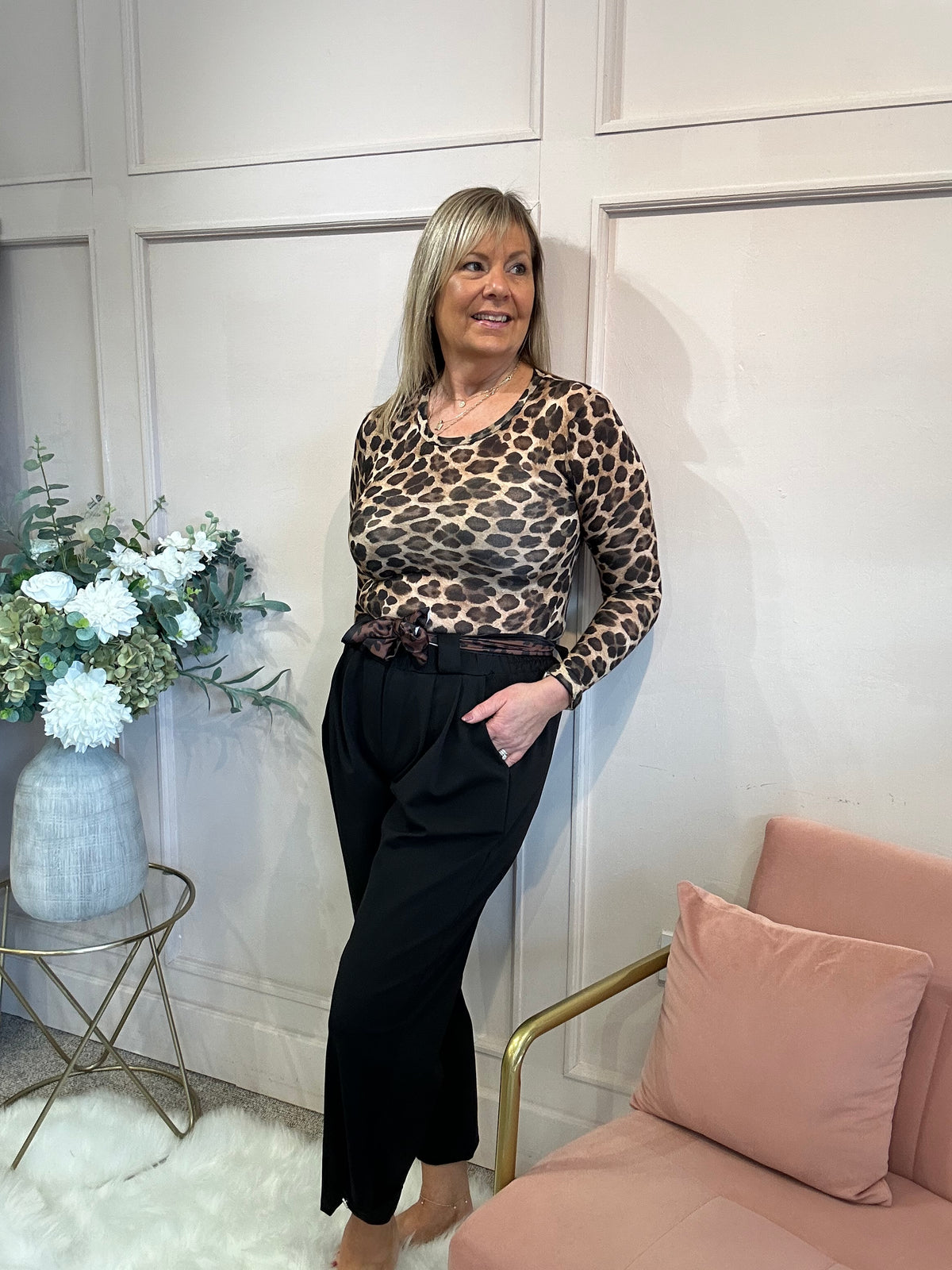 Leopard Mesh Top - Brown/Black