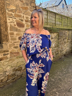Bardo Top - Electric Blue/Cream