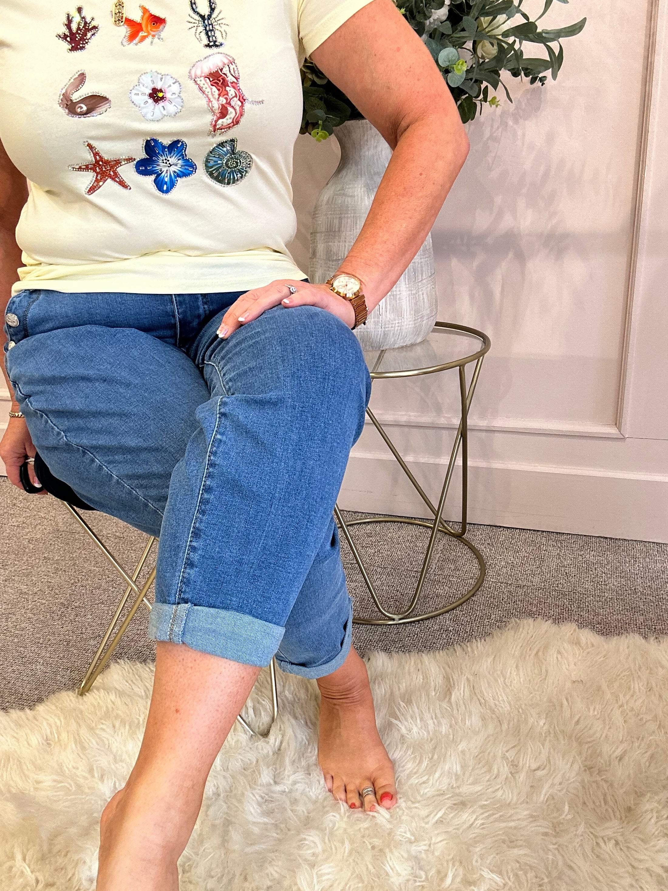 Mom Cropped Denim Jean - Denim Blue - Wardrobe By Simone