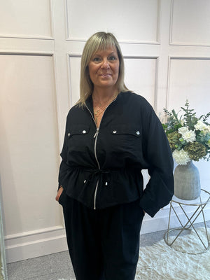 Jacket & Wide Pant Set - Black