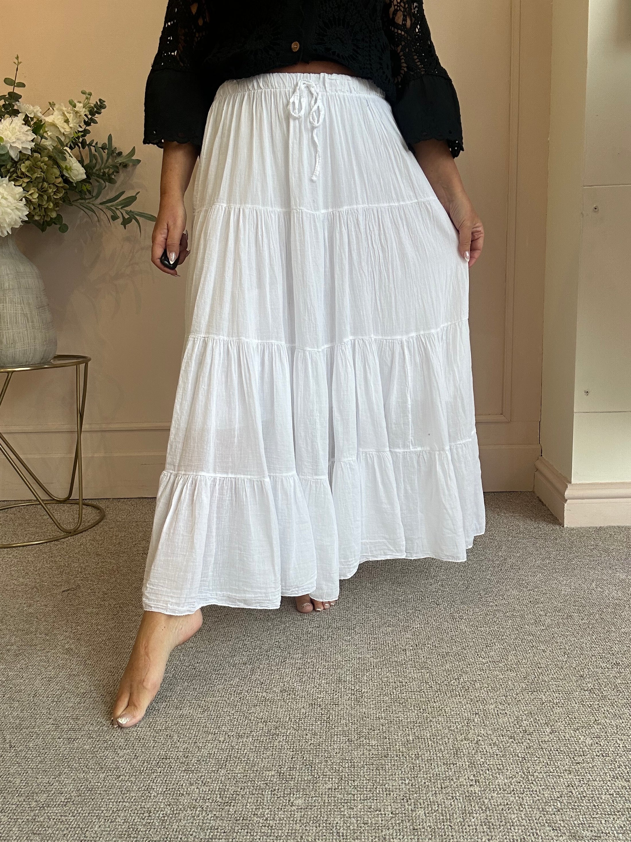 Gypsy Maxi Skirt - White - Wardrobe By Simone