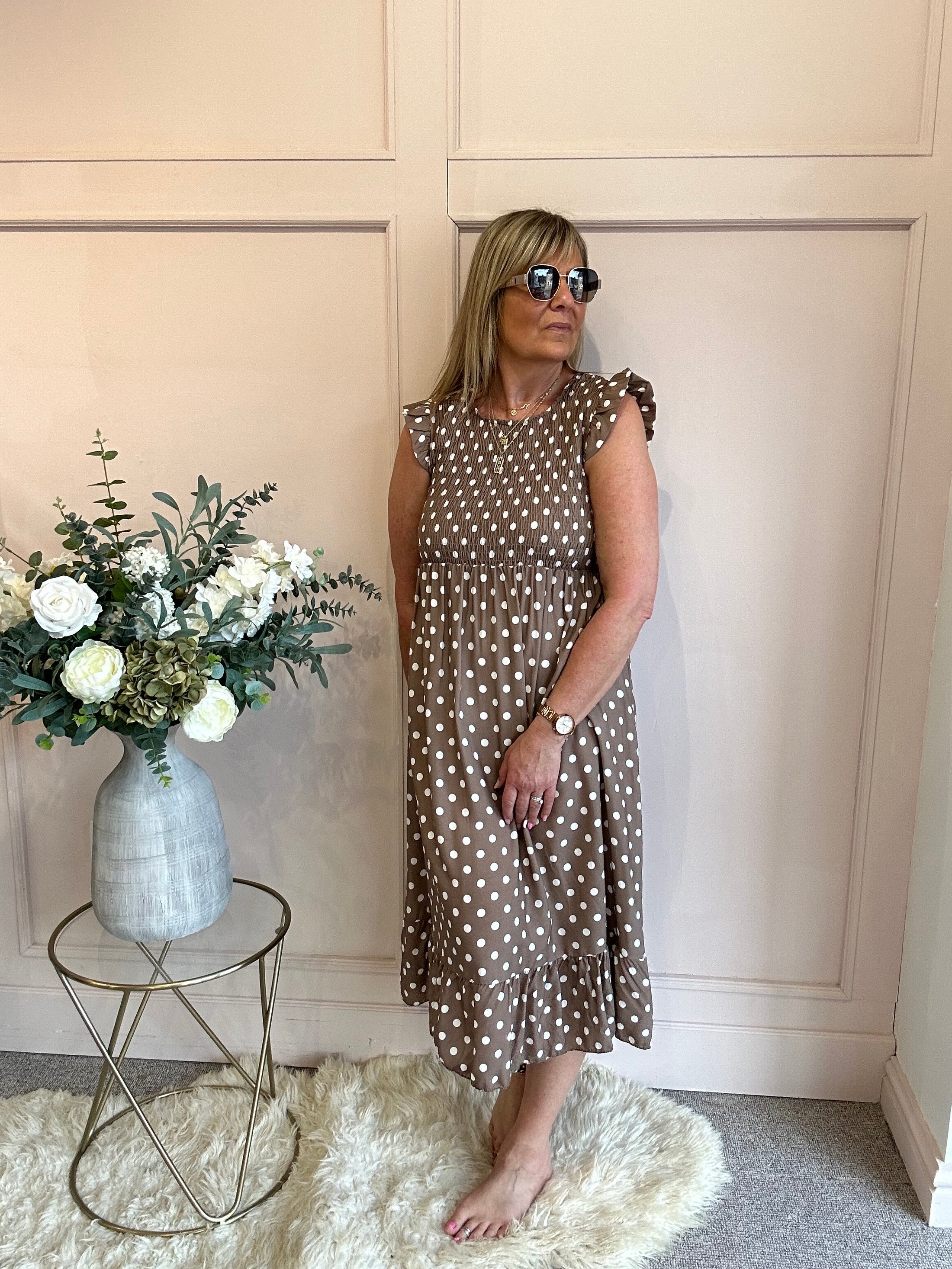 A Spotty Dotty Dress - Brown/Cream