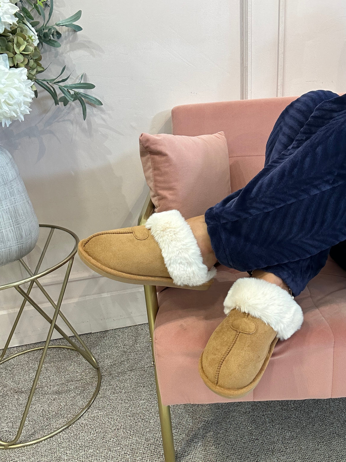 Fluff Edge Slipper/Mule - Camel