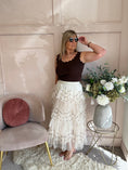 Load image into Gallery viewer, Spotty Tiered Net Maxi Skirt - Cream/Brown - Wardrobe By Simone
