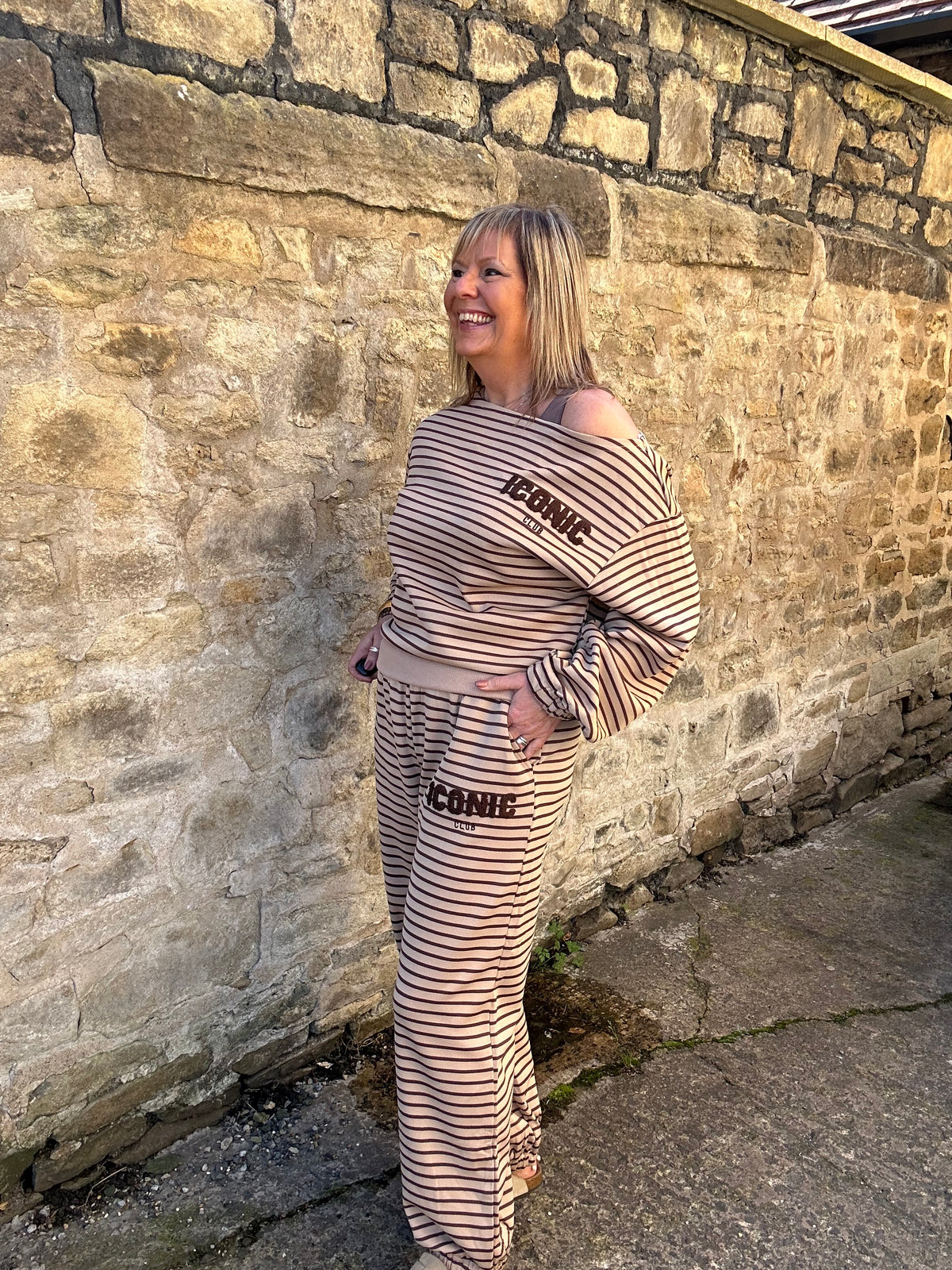 Iconic Stripe Lounge Set - Camel/Brown