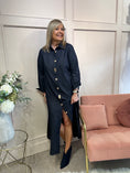 Load image into Gallery viewer, Denim Maxi Shirt Dress - Dark Denim
