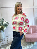 Load image into Gallery viewer, Crochet  Scallop Edge Jumper - Cream/Fuchsia - Wardrobe By Simone
