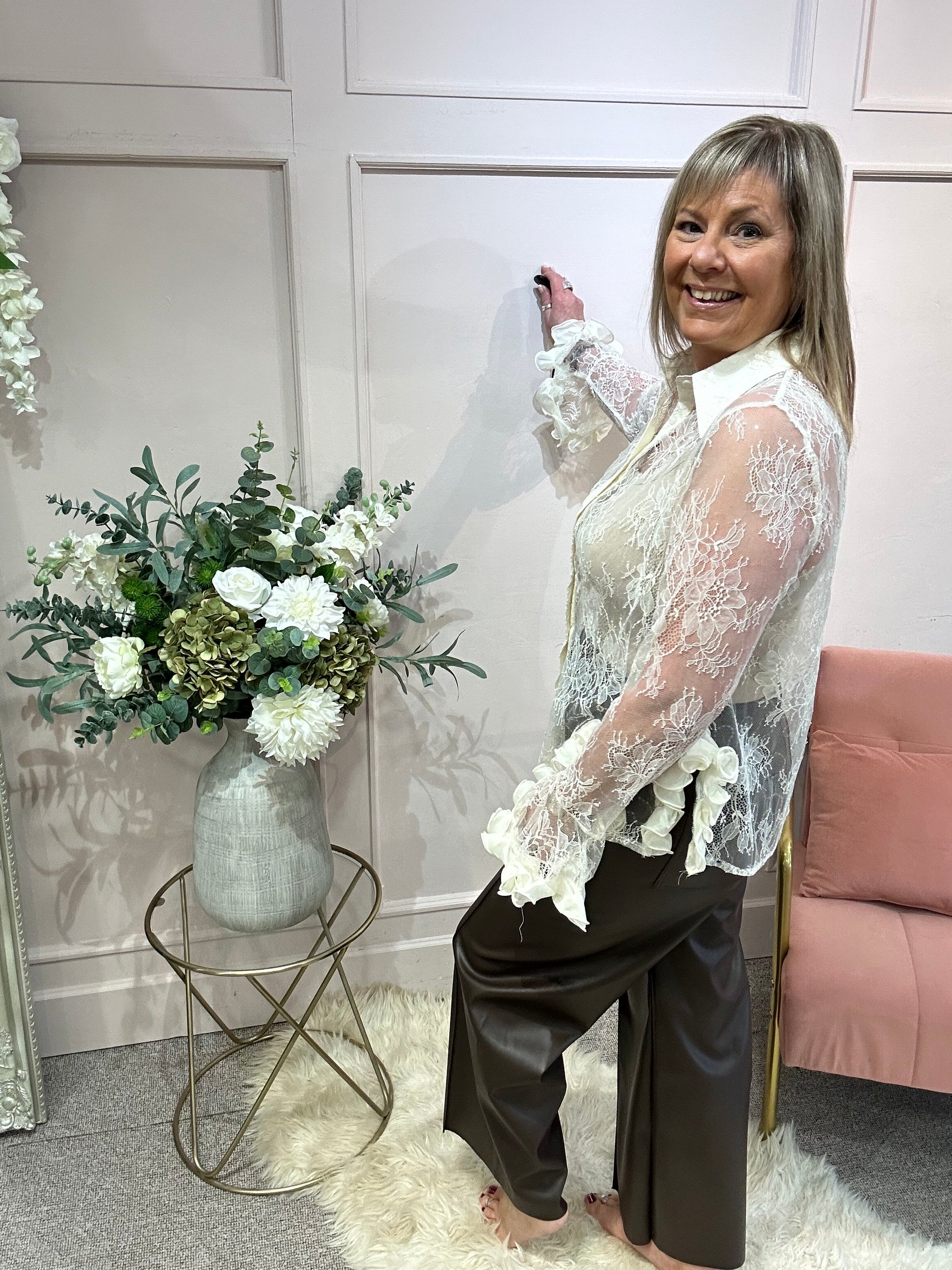 Pure Romance Rose Frill Blouse - Cream