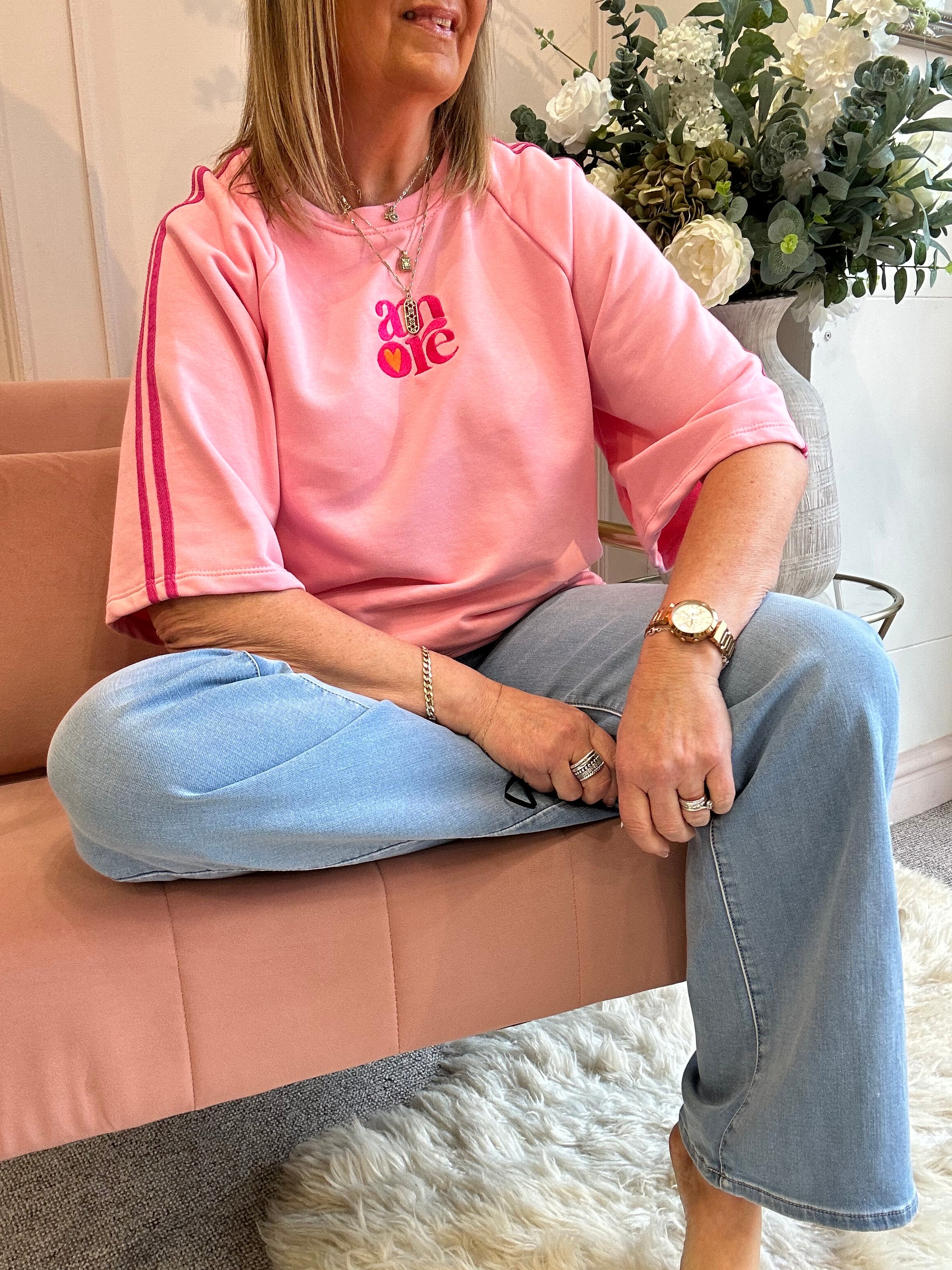 Amore Sweatshirt Jumper - Candy Pink/Fuchsia - Wardrobe By Simone