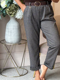 Load image into Gallery viewer, Belted Checked Pant - Black/Beige
