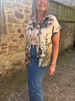 Cheetah & Palm Print Shirt - Cream/Khaki