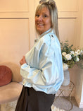 Load image into Gallery viewer, Sheer Shimmer Zipped Top - Aqua Soft Blue - Wardrobe By Simone
