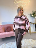 Load image into Gallery viewer, Fun Striped Button Cardigan -  Pink/Brown
