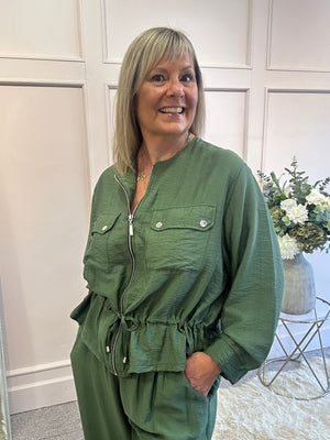 Jacket & Wide Pant Set - Green