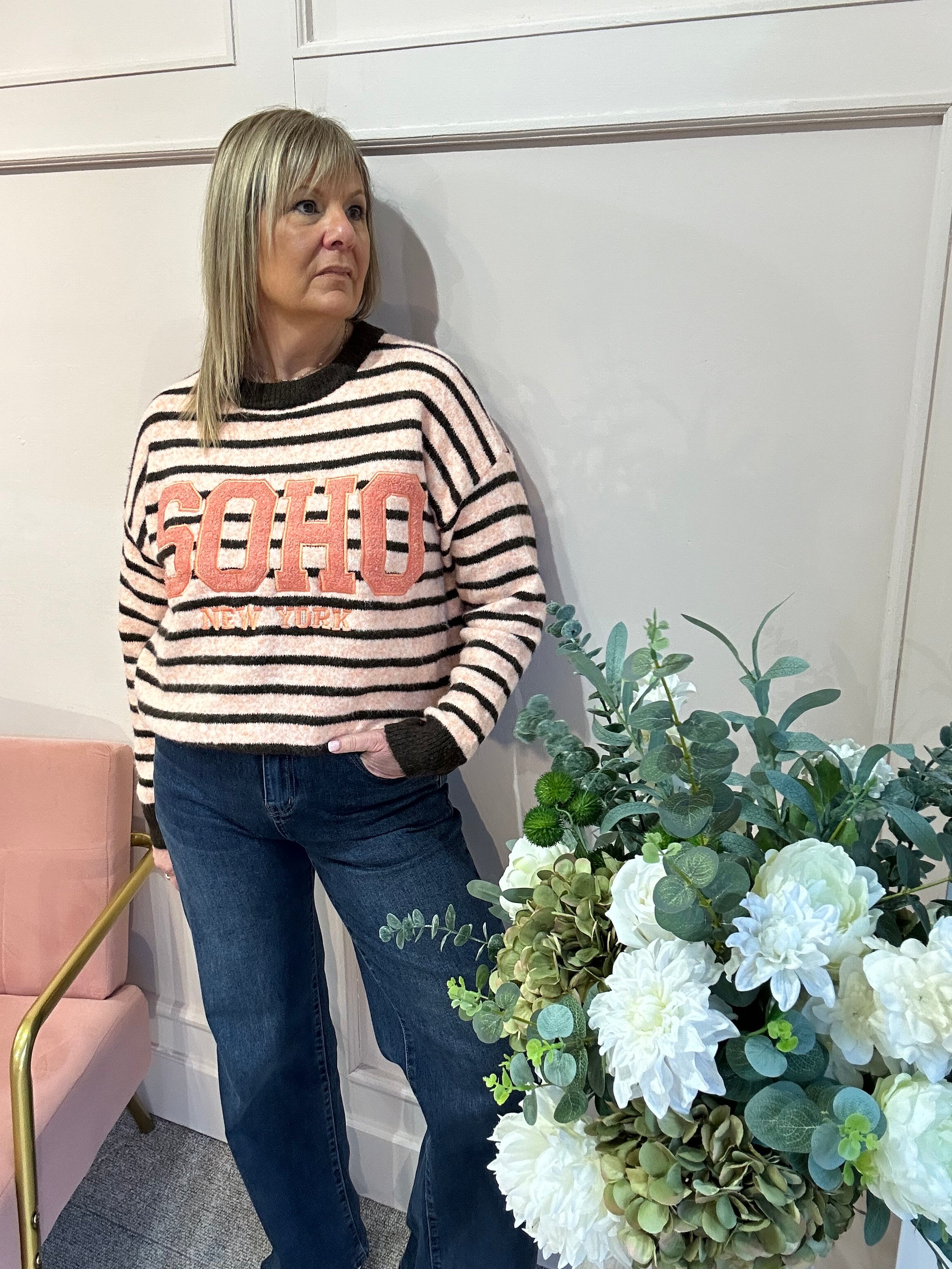 Soho New York Jumper - Brown/Peachy Coral - Wardrobe By Simone