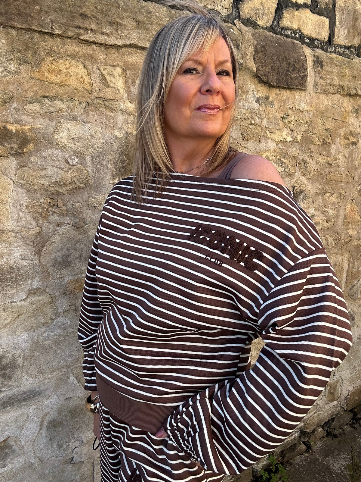 Iconic Stripe Lounge Set - Brown/Cream