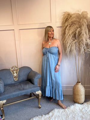 Strapless Maxi Sundress - Blue