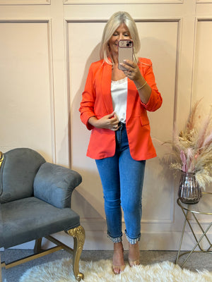 Ruffle Sleeved Blazer - Coral