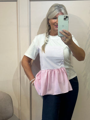 Pink Peplum - T-Shirt - Wardrobe By Simone