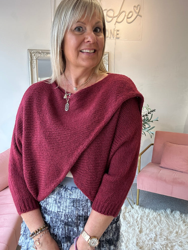 Crossover Layered Jumper - Burgundy