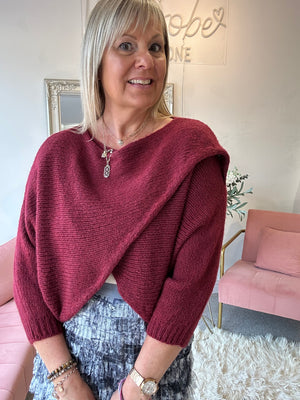 Crossover Layered Jumper - Burgundy