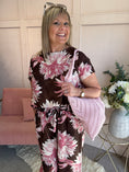 Load image into Gallery viewer, Tropical Top & Crop Pant Set - Brown/Pink - Wardrobe By Simone
