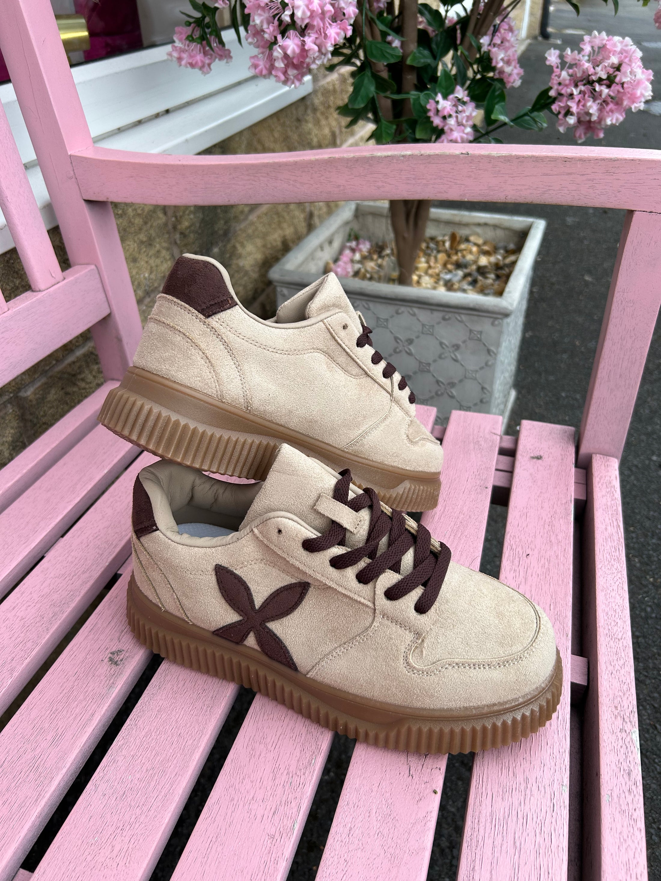 Two Tone Trainer - Beige/Brown