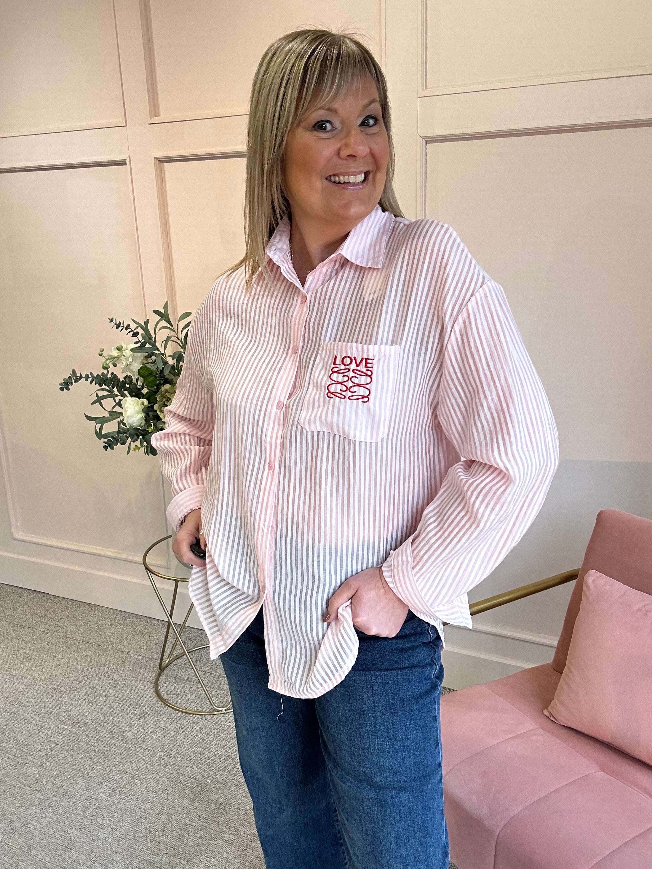 Love Stripe Shirt - pink