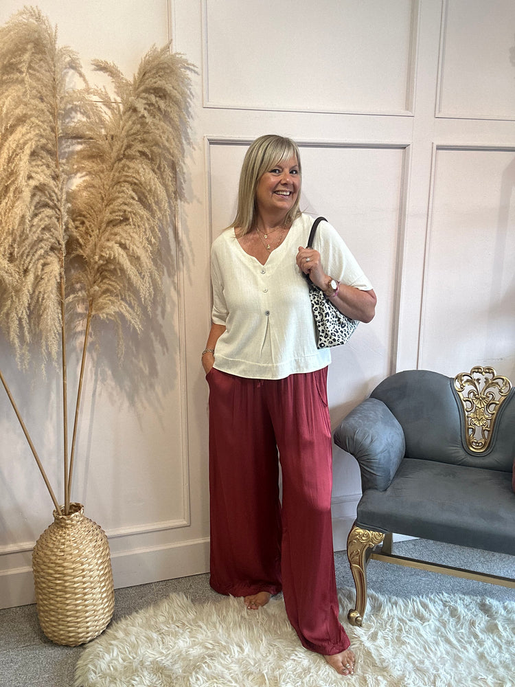 Satin trouser - Burgundy - Wardrobe By Simone