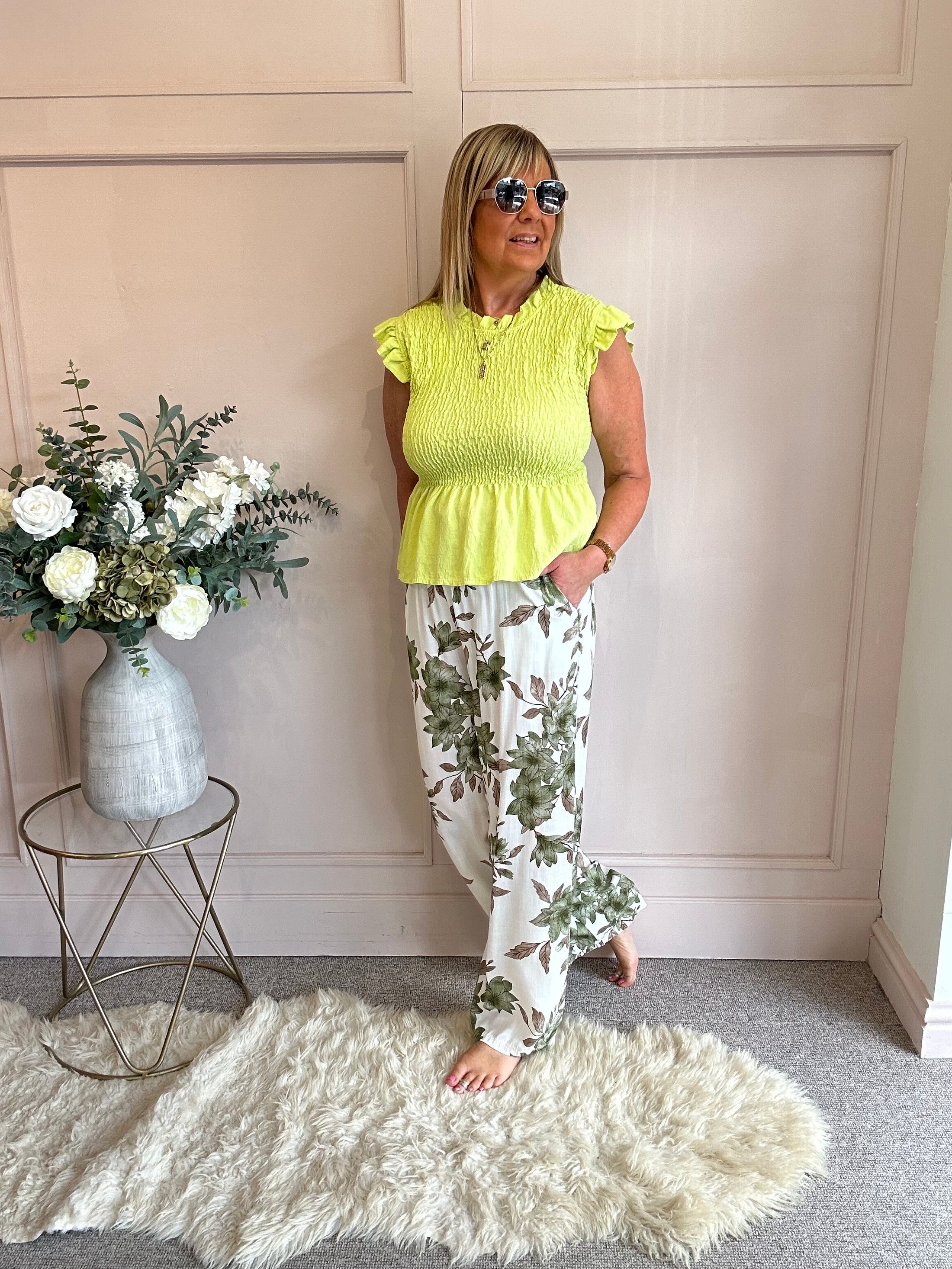 Cute Peplum Top  - Lime Green - Wardrobe By Simone