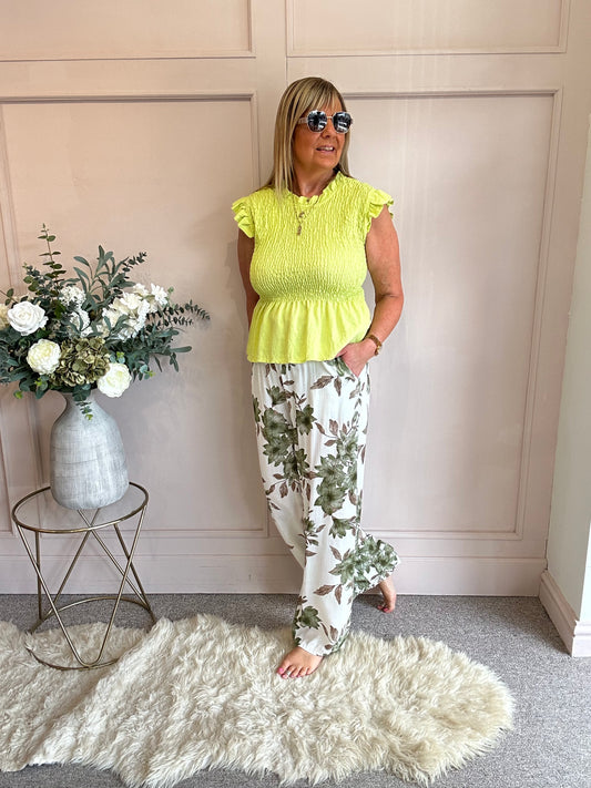 Cute Peplum Top  - Lime Green - Wardrobe By Simone
