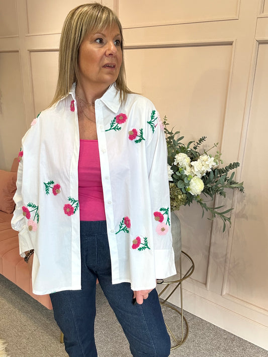 Meadow Flowers Shirt - White - Wardrobe By Simone