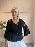 Load image into Gallery viewer, Crochet With Frill Edge Cardigan - Black - Wardrobe By Simone
