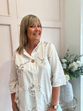 Load image into Gallery viewer, Pretty Applique Flower Shirt  - Soft Cream - Wardrobe By Simone
