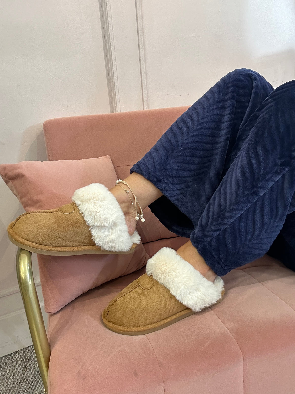 Fluff Edge Slipper/Mule - Camel