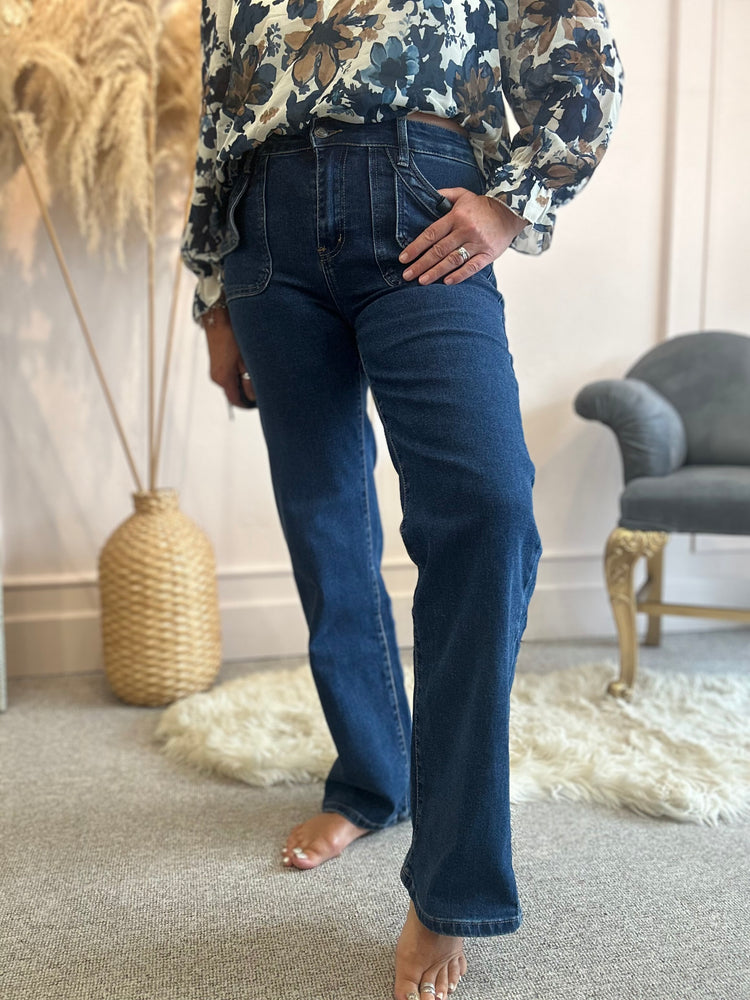 Front Pocket Wide Jean -  Denim - Wardrobe By Simone