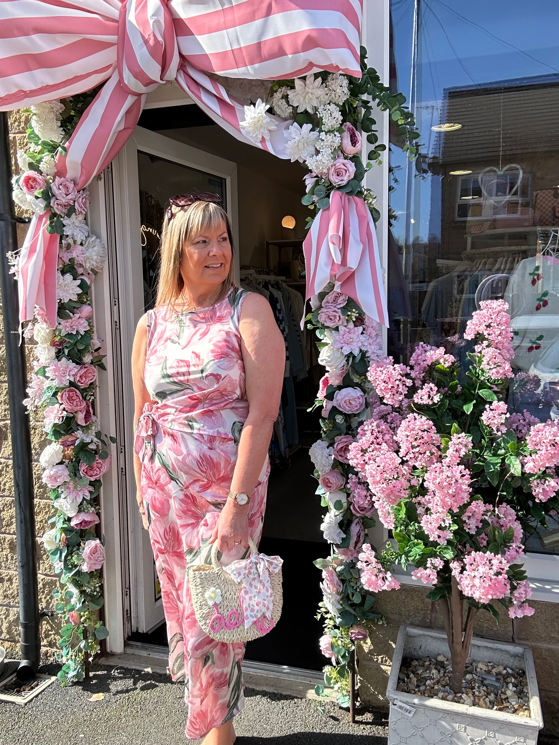 Ruched Side Sleeveless Dress- Pink - Wardrobe By Simone