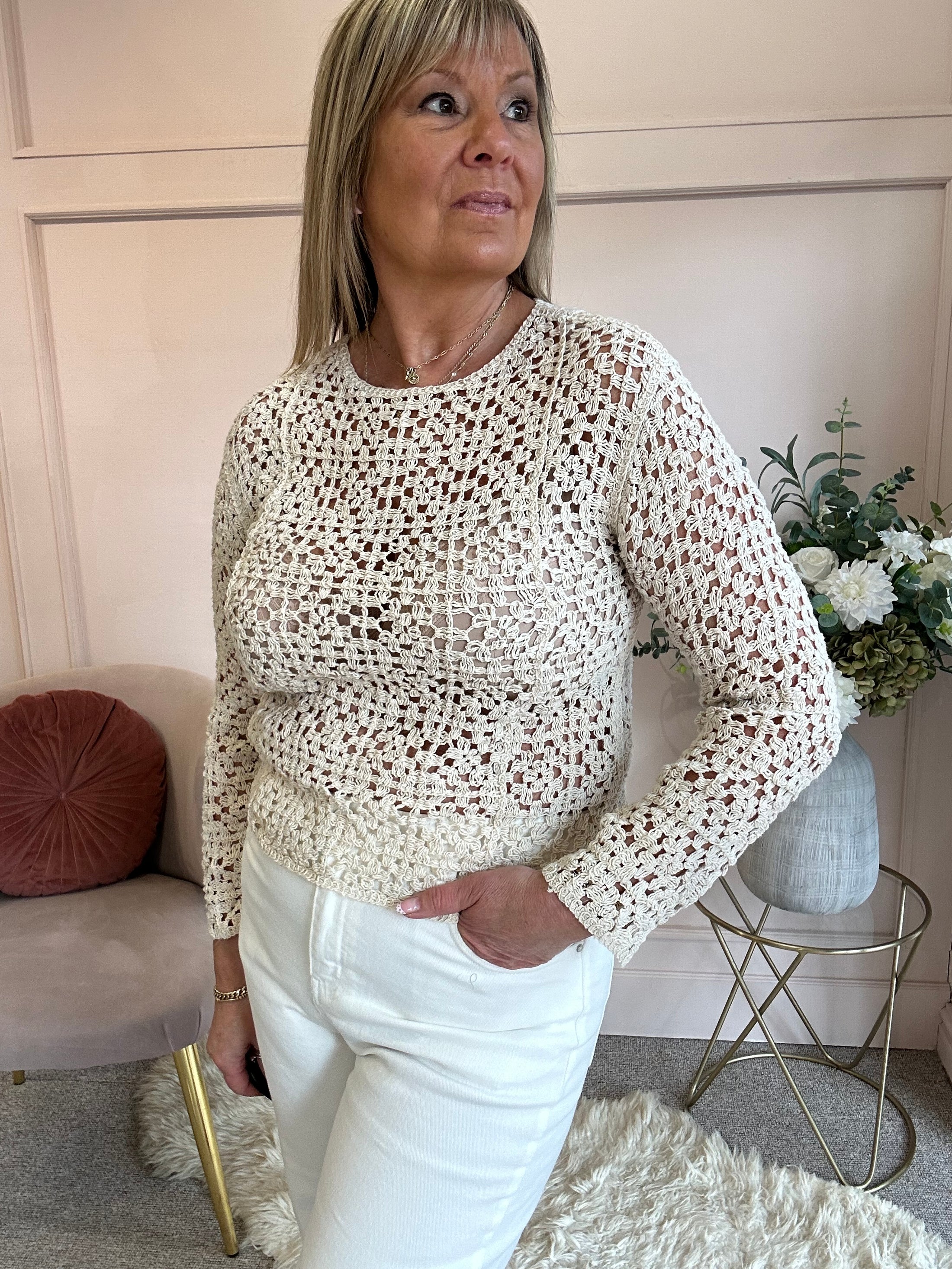 Little Crochet Jumper - Cream - Wardrobe By Simone