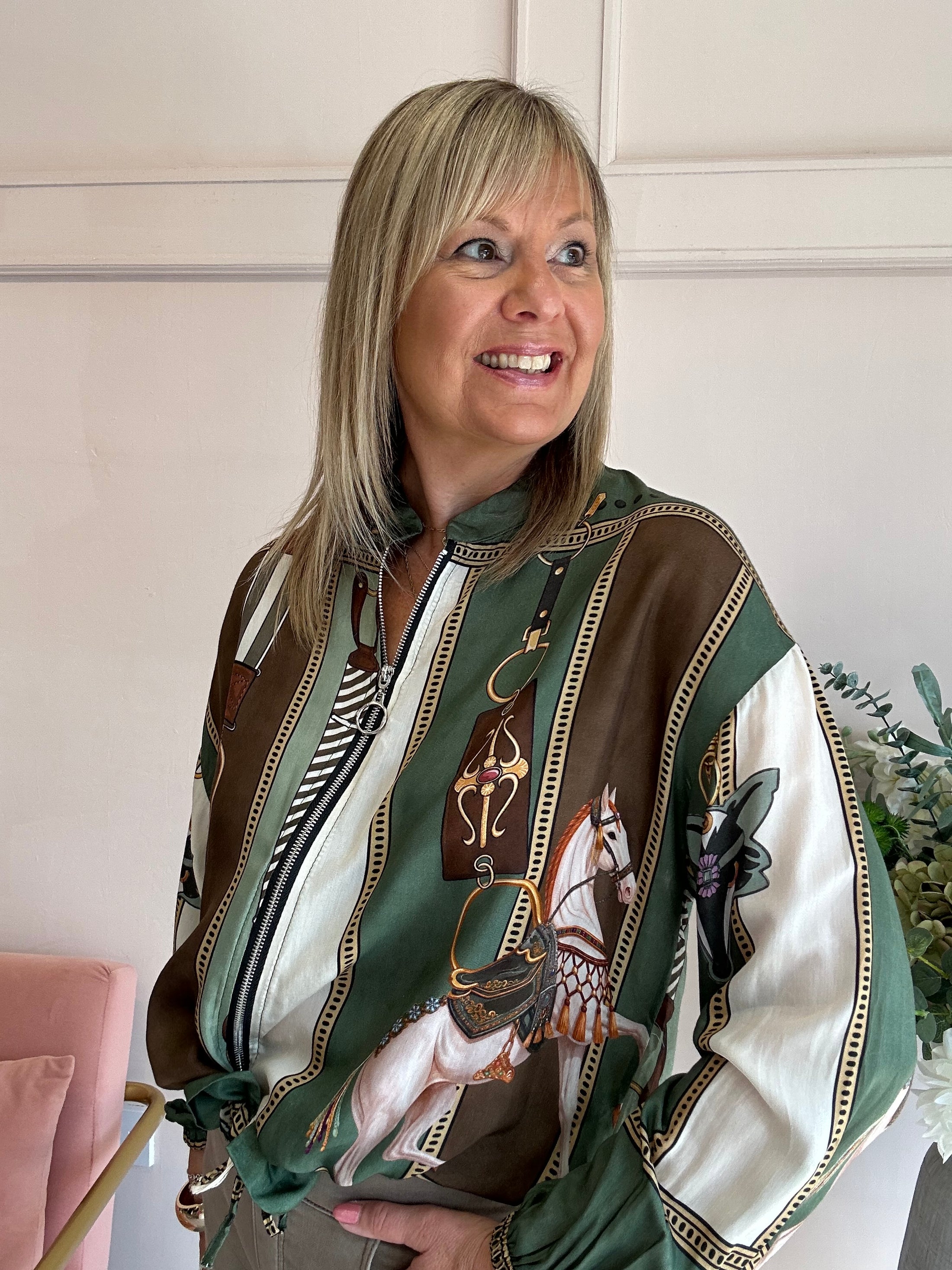 Carousel Horse Zip Jacket - Browns/Greens